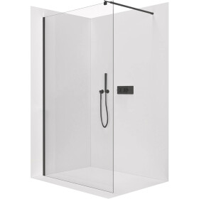 CERANO - Sprchová zástena Walk-in Onyx Round Ľ/P - 6 mm - čierna matná, transparentné sklo - 100x190 CER-670873