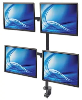 Manhattan Držiak pre 4 monitory 13-32" čierna / Stolný držiak monitora / VESA 75x75-100x100 mm / nosnosť 32 kg (461566)