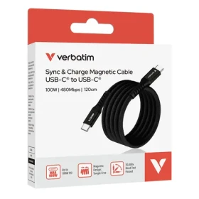 Verbatim 31863 Magnetický 100W USB-C kábel 1.2 m čierna / Kábel / USB-C(M) na USB-C(M) / PD QC 3.0