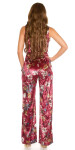 Sexy KouCla jumpsuit velvet look with floral print