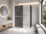 CERANO - Sprchová zástena Walk-in Crystal TL/P - 8 mm - bezvzperový systém + polička/držiak na uteráky - chróm, grafitové sklo- 130x130x200 CER-8050BD6285