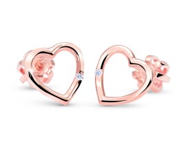 Cutie Jewellery Zlaté srdiečkové náušničky so zirkónom C2761-30-X-4 biela