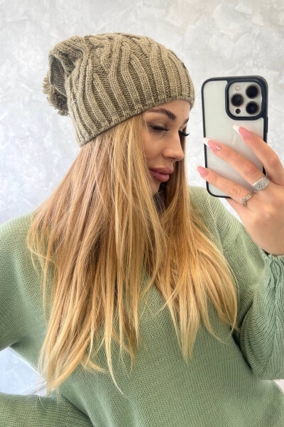 Čiapka s fleecom Paulina K227 khaki - Oliwier UNI