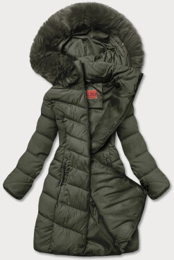 Zimná bunda v khaki farbe s kapucňou (ty045-29) odstíny zelené S (36)