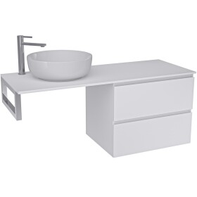CERANO - Kúpeľňová skrinka Carole - biela matná + doska pod umývadlo Navira Slim - 18 mm + konzola chróm - 160x46x49,8 CER-606153