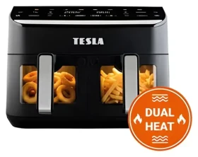 TESLA AirCook DualHeat QD464 XXL / Teplovzdušná fritéza / digitálne ovládanie / DualHeat technológie (8595689807559)
