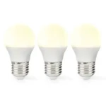 Nedis LED žiarovka E27 / G45 / 4.9 W / 470 lm / 2700 K / Teplá biela / Retro štýl / Matné / 3 ks (LBE27G452P3)