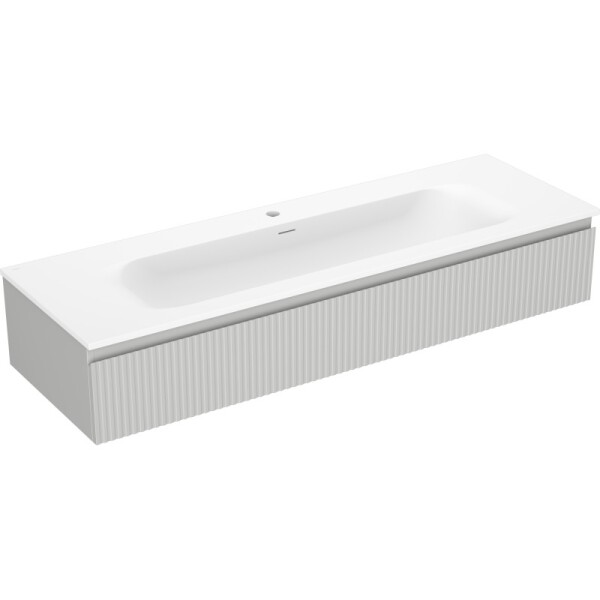 MEXEN/S - Rivel kúpeľňová skrinka 140 cm s umývadlom Vela, 1 šuplík, reliéf, šedá mat/biela mat 91A20-14023-1-BF62-W23M01