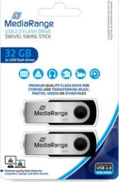 MediaRange MediaRange MR911-2 pamięć USB 32 GB USB Typu-A 2.0 Čierny, strieborný