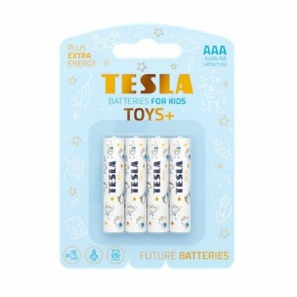 TESLA TOYS+ BOY alkalická batéria AAA 4 ks / LR03 / mikrotužková / blister (11030420)