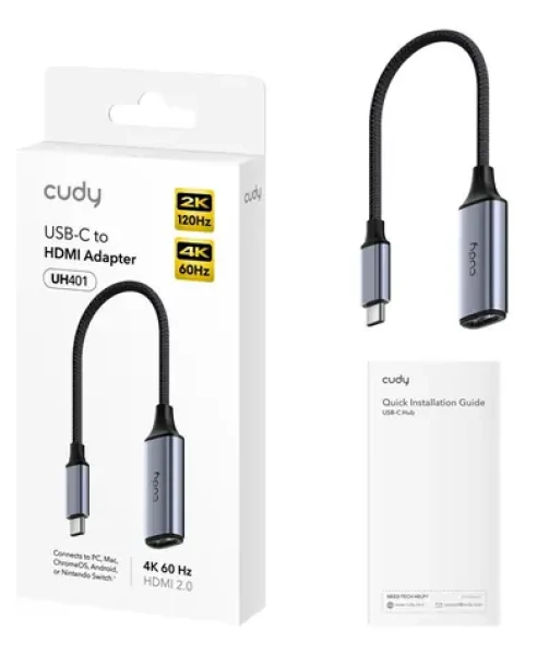 Cudy UH401 sivá / USB grafický adaptér / USB-C na HDMI / HDMI 2.0 / 4096 x 2160 px (UH401)