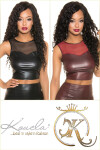 Sexy KouCla Wetlook Tank Crop Top with mesh