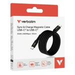 Verbatim 31863 Magnetický 100W USB-C kábel 1.2 m čierna / Kábel / USB-C(M) na USB-C(M) / PD QC 3.0