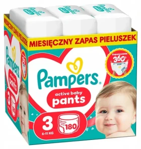 Pampers Active Baby (180 ks) / Plienkové nohavičky / Veľkosť 3 (6-11 kg)