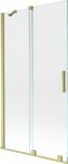 MEXEN/S - Velar Dvojkrídlová posuvná vaňová zástena 100 x 150, transparent, zlatá kartáčovaná 896-100-000-01-55