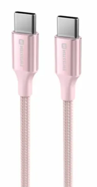 Swissten TEXTILE II dátový kábel USB-C - USB-C 1.5m ružová (71528205)