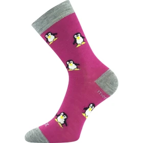 VOXX Ponožky dětské slabé z merino PENGUINIK s ionty stříbra FUXIA 25-29 126522