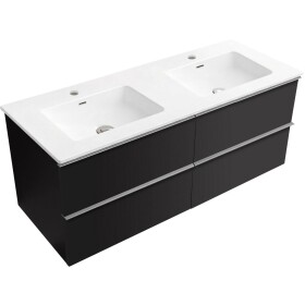 CERANO - Kúpeľňová skrinka Velora - čierna matná, úchytka chróm + keramické umývadlo Novo - biela lesklá - 121x54,5x46,5 CER-979893
