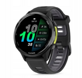 Garmin Forerunner® 970 Carbon Grey DLC Titanium with Black Case and Black/Translucent Whitestone Band