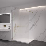CERANO - Sprchová zástena Walk-in Onyx Round Ľ/P - 8 mm - okrúhla vzpera - zlatá, ryhované sklo - 90x200 CER-8050BD339