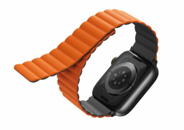 Uniq REVIX Reversible Magnetic remienok pre Apple Watch 45 amp; 44 amp; 42mm - CHARCOAL (šedo-oranžová) (8886463679128)