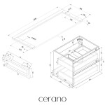 CERANO - Kúpeľňová skrinka Carole - betónovo šedá + doska pod umývadlo Navira Pro - 36 mm + konzola čierna - 120x46x51,6 CER-606168
