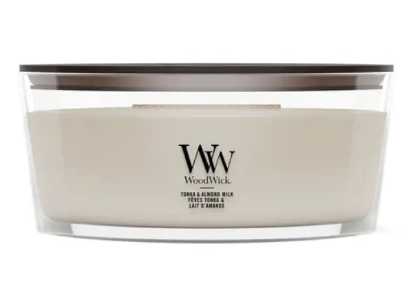 Woodwick Tonka Almond Milk sviečka loď (5038581184975)