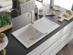 MEXEN/S MEXEN/S - Leo granitový drez 1 s odkvapkávačom 900x500 mm, biela, + zlatý sifón 6501901010-20-G