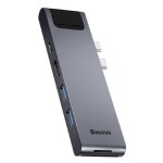 Baseus CAHUB-L0G sivá / dokovacia stanica pre MacBook Pro / 2x USB 3.0 / HDMI / SD / microSD / PD / gigabit ethernet (CAHUB-L0G)