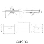 CERANO - Kúpeľňová skrinka Velora - biela matná, úchytka zlatá + umývadlo z lit. mramoru s otvorom Vita - biela matná - 70x63x46,5 CER-8050BD83934
