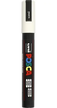 POSCA PC-5M biela / Popisovač / Akrylová farba na vodnej báze / Univerzálna - papier, textil, kov, sklo (PC-5M-white)