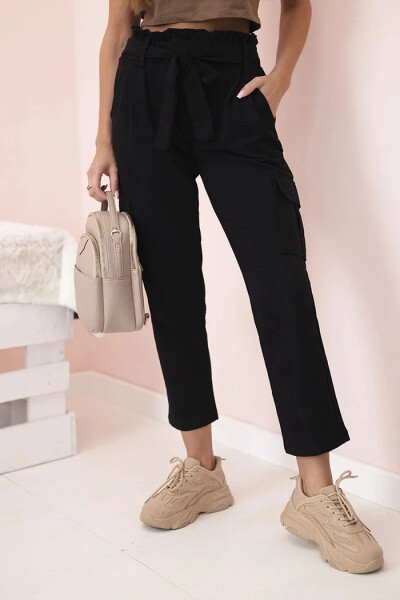 Dámske cargo nohavice s vysokým pásom čierne UNI