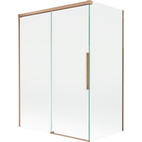 MEXEN/S - Rox vaňová zástena 2-krídlová posuvná 120 + 70 x 150, transparent, měď kartáčovaná 8C9-120-070-65-00