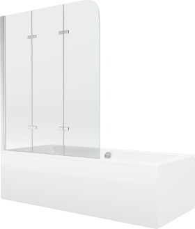 MEXEN/S - Cube obdĺžniková vaňa 170 x 80 cm s panelom + vaňová zástena 120, transparent, chróm 550517080X9012030100