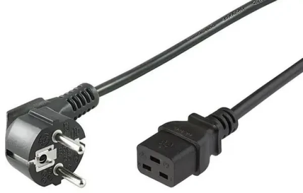 MicroConnect Sieťový napájací kábel Schuko 90° uhol - C19 0.5m čierna (PE07719005)