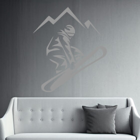 Veselá Stena Samolepka Snowboardista Farba: šedá, Veľkosť: 80 x 92 cm