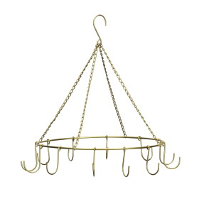 MADAM STOLTZ Kovový vešiak s háčikmi Antique Brass Ø 38 cm