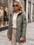 Dámska prešívaná prechodná bunda s kapucňou, zelená, FashionStreet TY5770 XXL