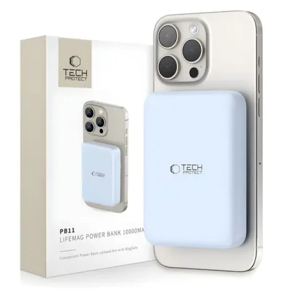 Tech-Protect LifeMag PB11 modrá / Powerbanka / MagSafe / 10000 mAh / 15W / USB-C