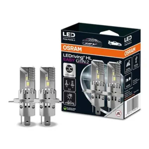 OSRAM LEDriving HL Easy GEN 2 H4/H19 P43t/PU43t-3 biela / 1400lm / 6000K / 5000h / 2ks (64193DWESY2-2HB)