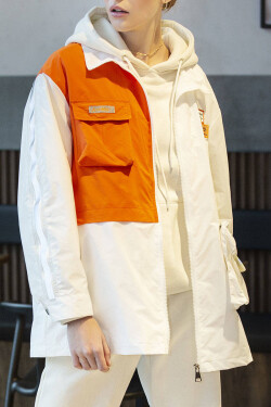 Bílo/oranžová dámská bunda větrovka (AG3-010) Barva: odcienie pomarańczowego, Velikost: XL (42)