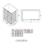 CERANO - Sprchovací kút Lantono L/P - 8 mm - Soft-Close - čierna matná, grafitové sklo - 140x70x195 - posuvný CER-8050BD7527