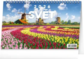 NOTIQUE Stolový kalendár Svet 2026, 23,1 x 14,5 cm (PGS-35321)