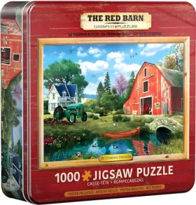 EUROGRAPHICS Puzzle Červená stodola v plechové krabičce