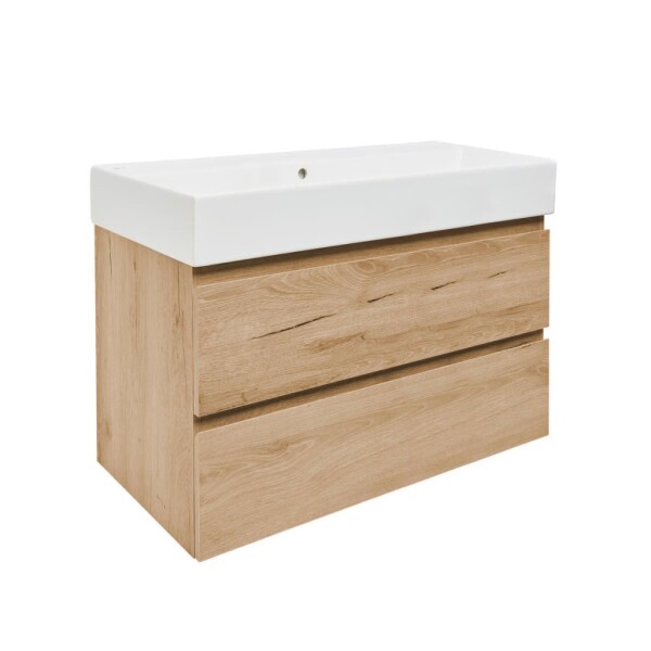 Kúpeľňová skrinka 2 zásuvková s umývadlom SAT B-Way 99x50x45 cm dub mat BWAY2100OAKU2BI BWAY2100OAKU2BI