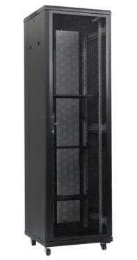 Xtendlan 47U/600x800 čierna / Stojanový rozvádzač / perforované dvere a chrbát (PER-47U-68-BLACK-P)