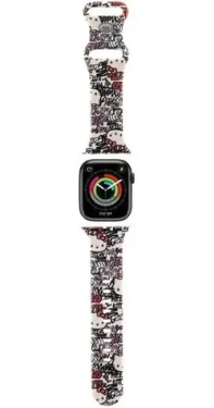 Hello Kitty Silicone Tags Graffiti béžová / Remienok pre Apple Watch / 38/40/41mm (HKAWMSDGPTE)