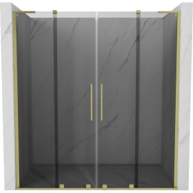 MEXEN/S - Velar L Duo posuvné sprchové dvere 180, grafit, zlatá kartáčovaná 871-180-003-42-55