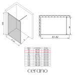 CERANO - Sprchová zástena Walk-in Moreli Ľ/P - 8 mm - čierna matná, transparentné sklo - 70x200 CER-417602
