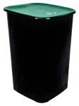 Belli e Forti RECYCLING 50 l čierna, zelené veko / Odpadkový kôš na triedený odpad / plast / 37,5 × 36 × 53,5 cm